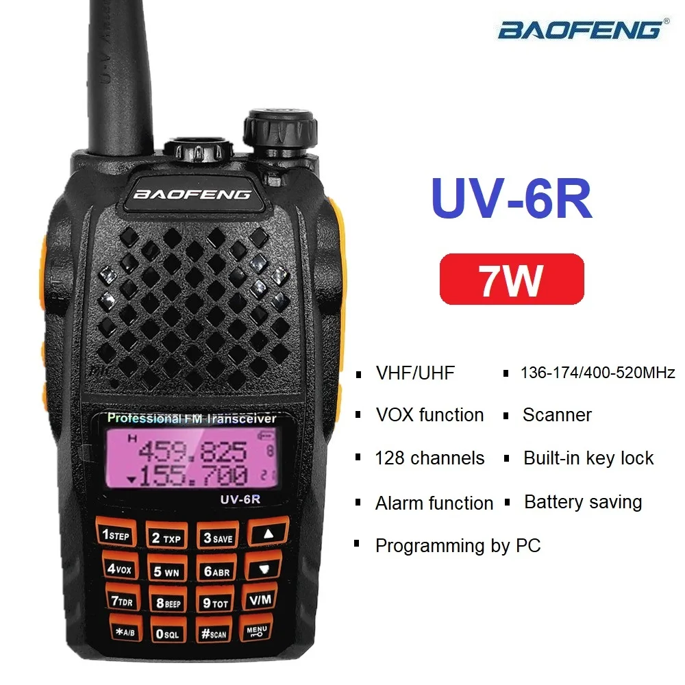 

2022 Baofeng UV-6R 7W Powerful Walkie Talkie Long Range 15km VHF UHF Two Way Radio Scanner uv6r Ham Radio Station hf Transceiver