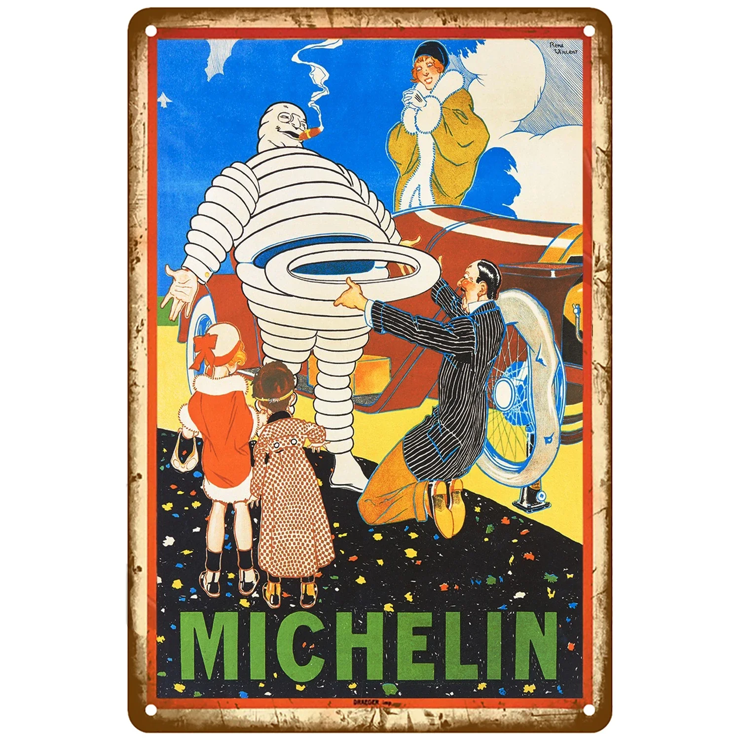 Олов'яна табличка Шина Бренд Автомобіль Мотоцикл Металева пластина Плакат Вінтажний пошарпаний настінний знак Декор Гараж Ремонтний магазин Друк Картини з жерсті