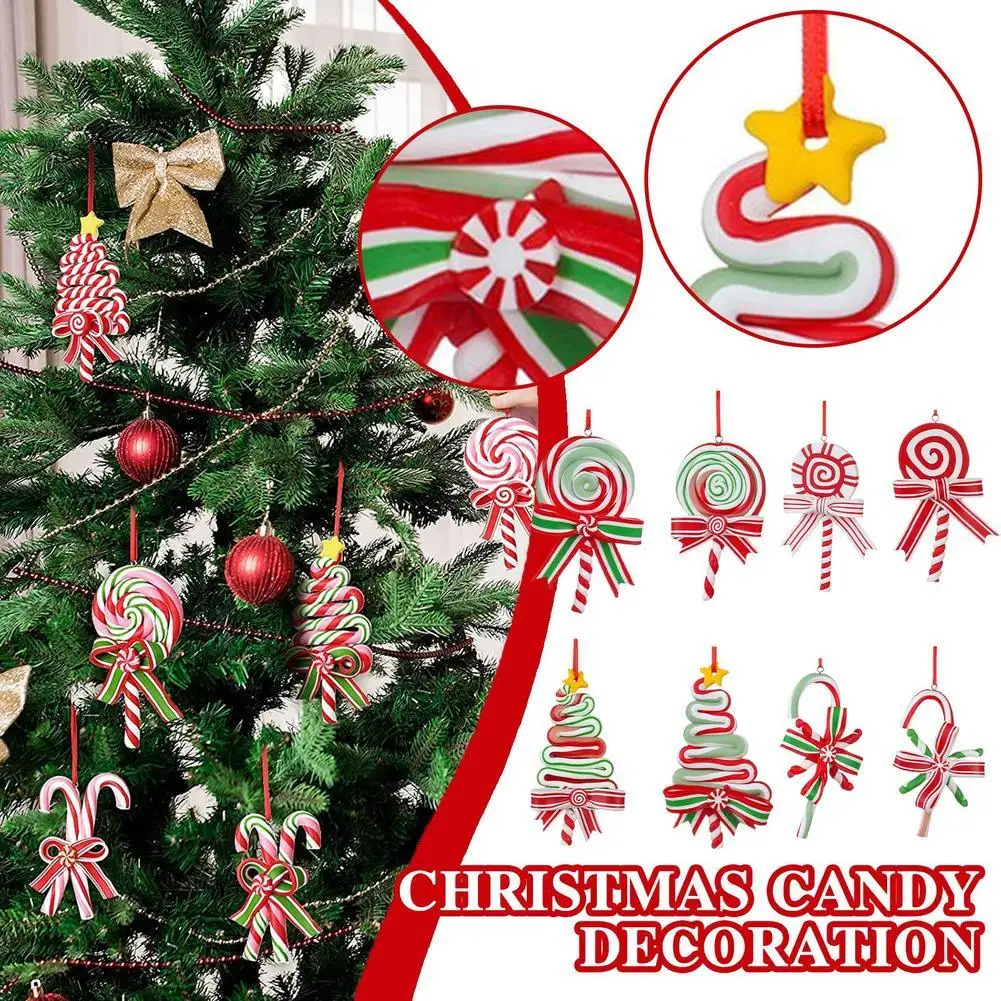 

Christmas Tree Decoration Ornament Simulated Soft Clay Red White Candy Cane Xmas Tree Pendants Xmas 2024 Decor For Home