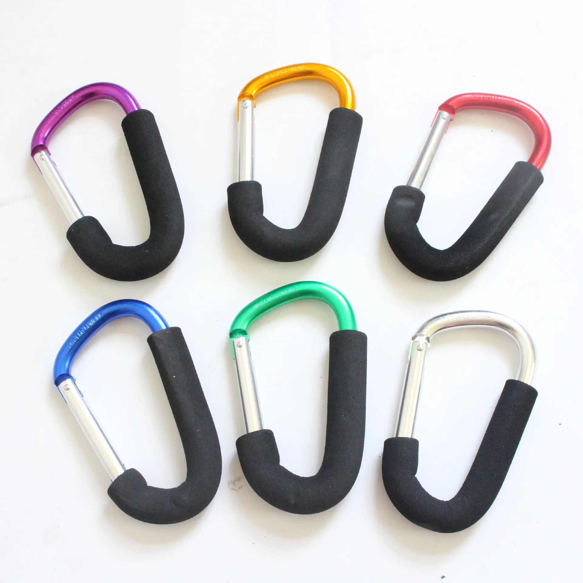 Carabiner Big Sponge Handle Hard Aluminum Alloy Carriage Hanger Stroller Shopping Bag Clip Hook