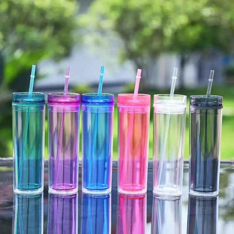 16oz Acrylic Tumbler Water Cup With Lids And Straws Reusable Double Layer  Coffee Mug Portable Matte Mugs Wedding Gifts - Tumblers - AliExpress