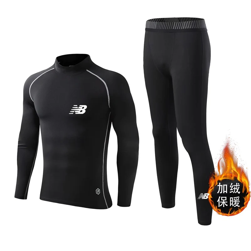 Men's Sports Tights Compression Underwear Warm Base Layer Thermal Shirts Pants Fleece Kids Thermal Underwear Winter Jogging Wear