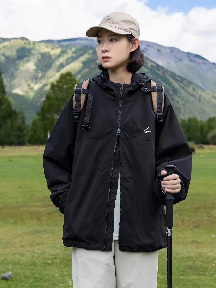 Men Women Cotton Stormsuit Hooded Trench Coat Windproof Waterproof Winter Outdoor Couple Jacket Mountain Climbing Coat