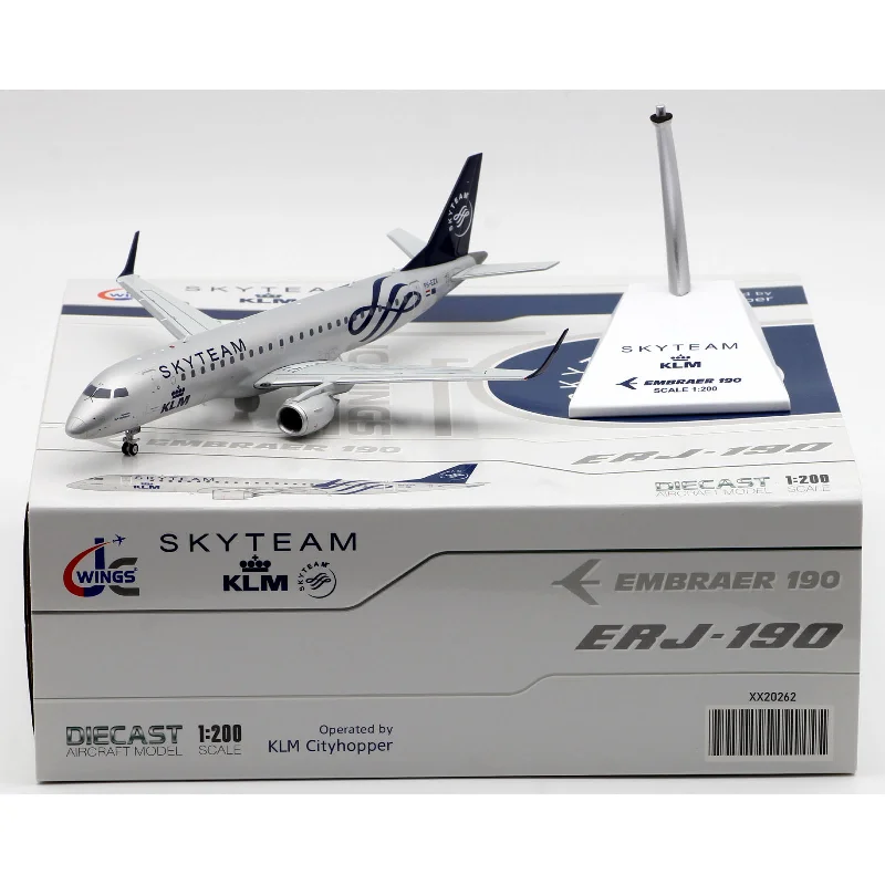 

XX20262 1:200 Scale Plane KLM Cityhopper "Skyteam" EMBRAER-190 Diecast Alloy Aircraft Jet Model PH-EZX Gift Collection Toys Fans