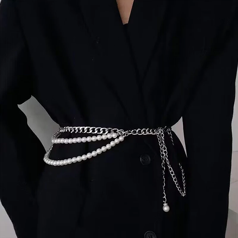 여성용 패션 빈티지 벨트, 모조 진주 접합 벨트, 바디 체인 하이 퀄리티, 다층 절묘한 벨트, 쥬얼리 액세서리