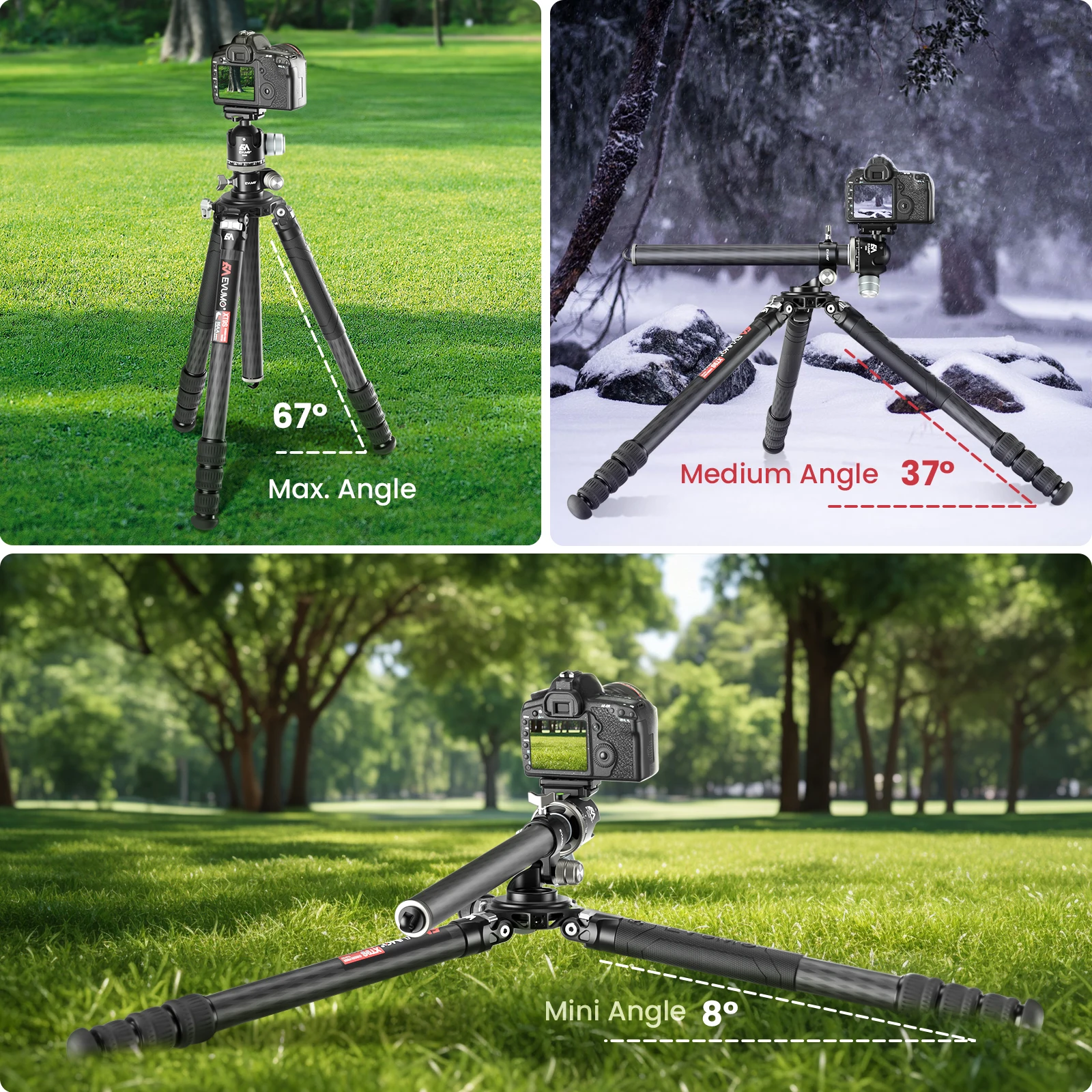 EVUMO XT9S Z8 Carbon Fiber Hunting Tripod Professional DSLRs Camera Tripod Heavy Duty Stand Camcorder Telescope Phone Load 40kg phone tripod mini tripod camera tripod projector tripod stand flexible phone tripod metal mini tripod stand phone tripod mount photography tripod camera tripod mount extendable tripod