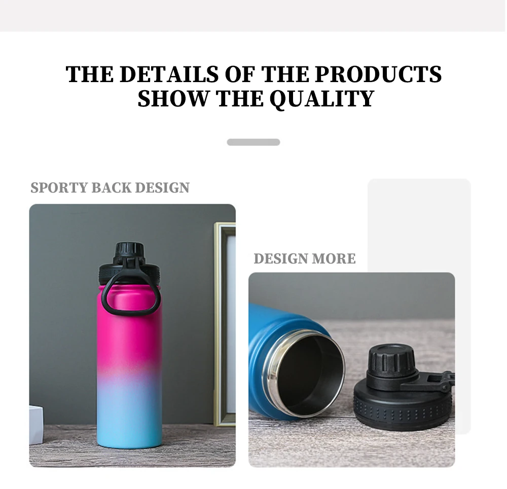 Description Picture 6 of item22OZ 32OZ Large Capacity Water Bottle Stainless Steel Thermos Cups Sports Mug Portable Insulated Cup Outdoor Gym Kettle