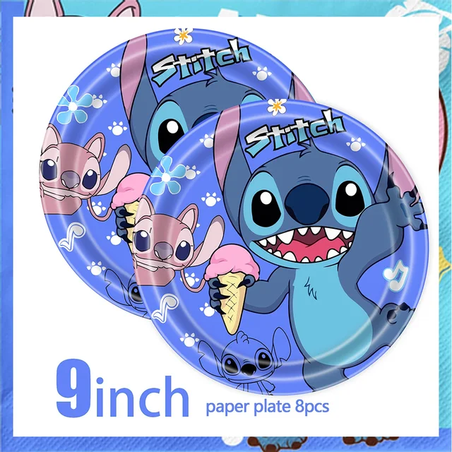 Fournitures de fête Disney Lilo & Stitch, assiettes, nappe, ballons, décoration de gâteau, boîte cadeau, décoration de fête d'anniversaire, réception-cadeau pour bébé 4
