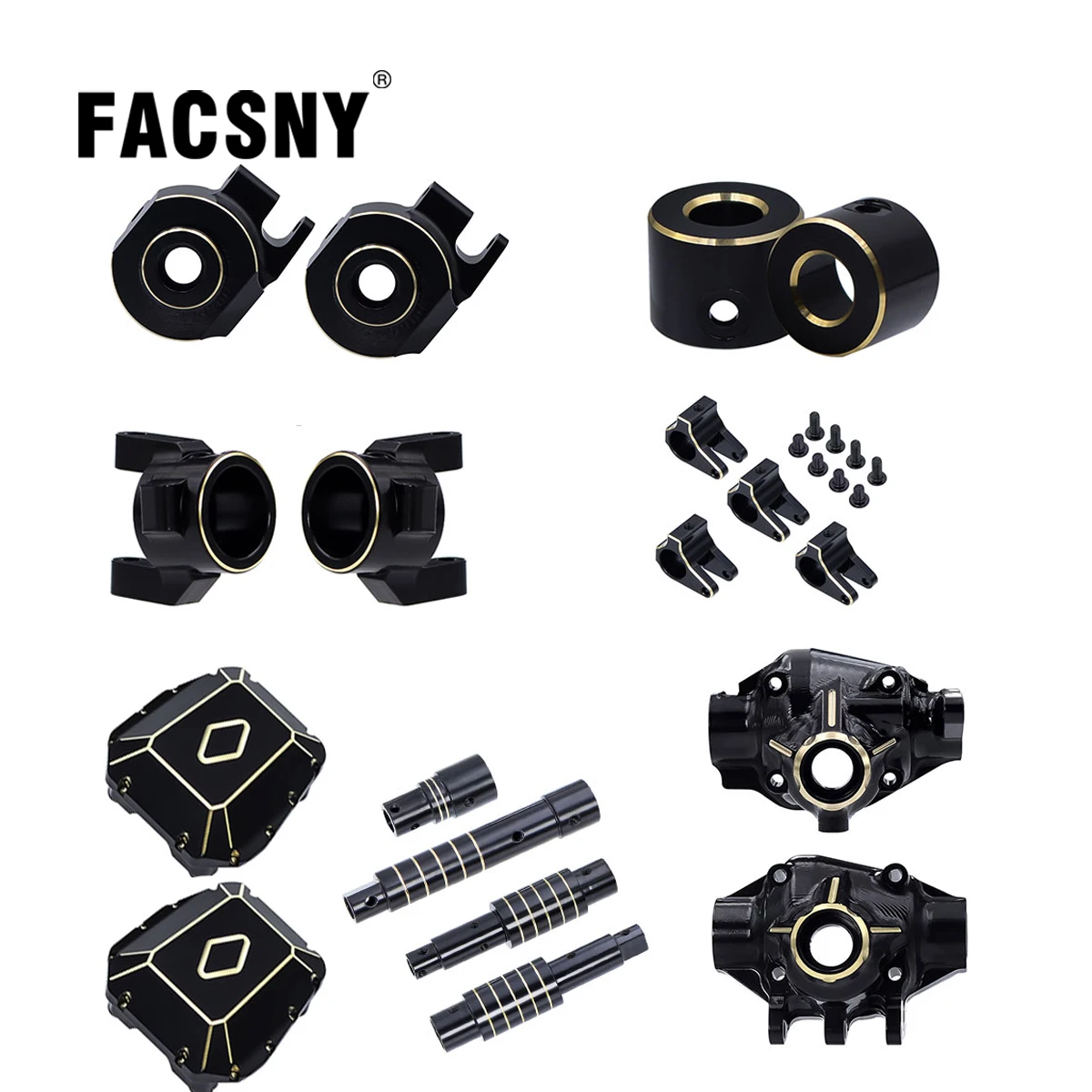 Rivestimento Nero Ottone Fuso A Snodo C Hub Carrier Axle Tube Link Mount Copertura Differenziale Per Scx10 Pro Rc Crawler Upgrade Part