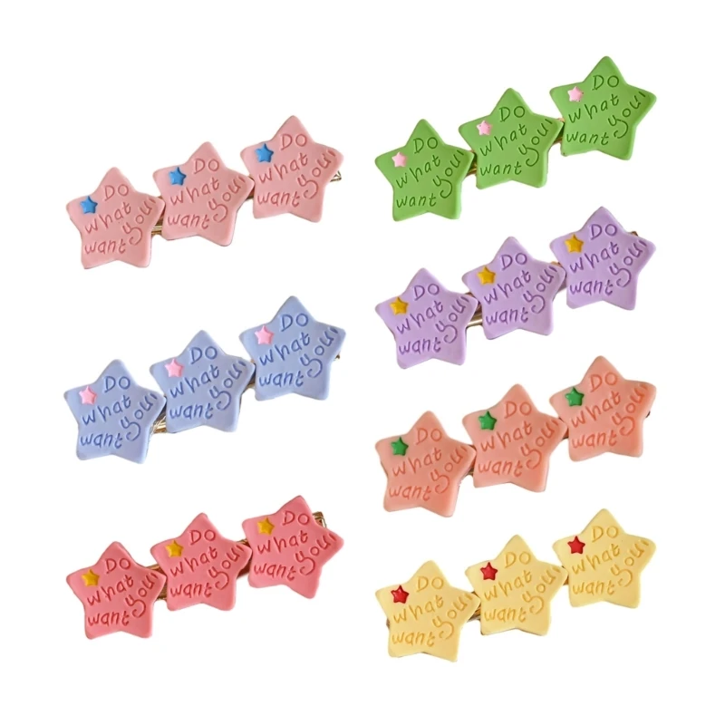 

Girls Hair Clip Candy Color Star Hair Barrettes for Teen Spring Summer New Dropship