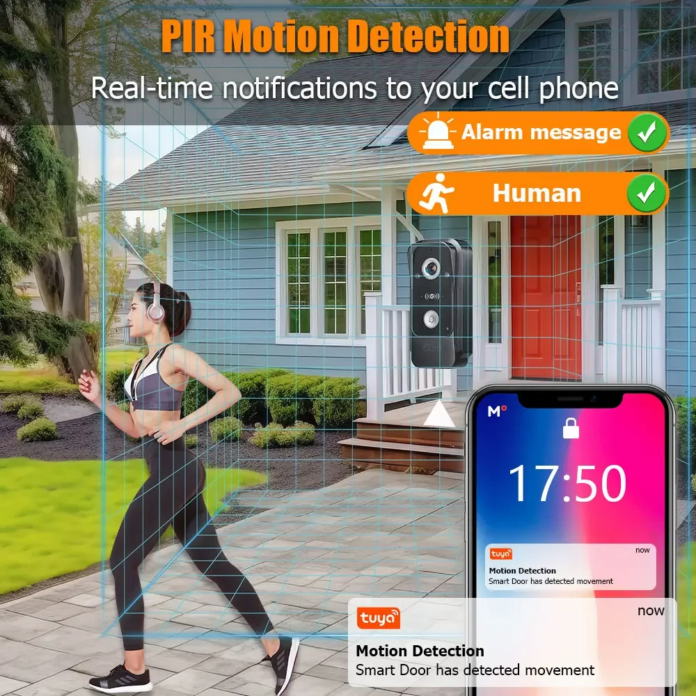 Rust-proof metal outdoor doorbell camera with 1080P FHD and IP65 weatherproof for villa security