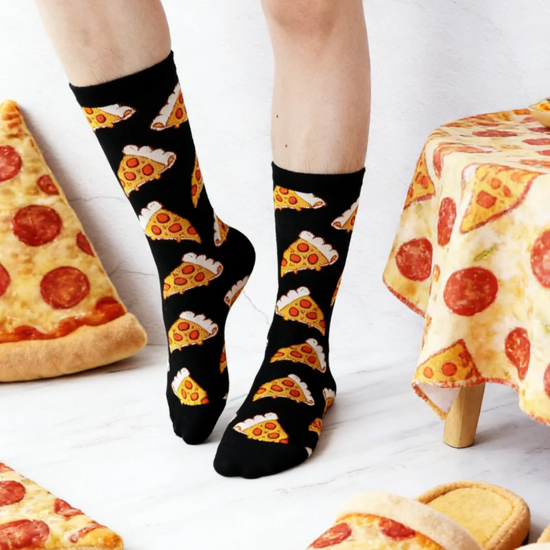جوارب "بيتزا لفرز" (Pizza Lovers) القطنية – أسود