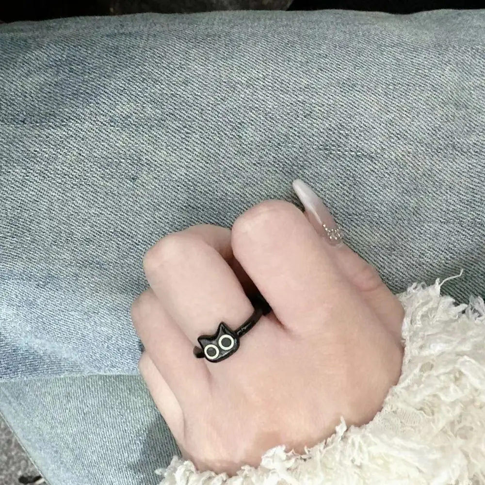 

Finger Ring Black Cat Couple Ring Trendy Girl Gift Rabbit Harajuku Ring Korean Style Ring Women Opening Ring Fashion Jewelry