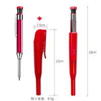 2.8mm Metal Solid Carpenter Mechanical Pencil Set with Pencil Sharpener and Cap For Woodworking Deep Hole Marker Pencil 6