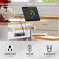 Mobile Kitchen Island with Folding Table and Power Outlet; Large Wheeled Kitchen Island Trolley; Customizable 4