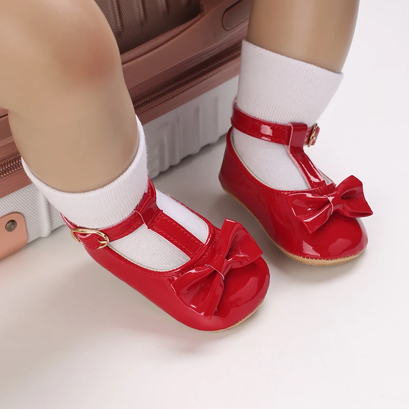 Summer Newborn Girl Baby Sandals Fashion Red Theme Bow Princess Shoes Rubber Sole Comfortable Non slip Casual Walking Shoes 6