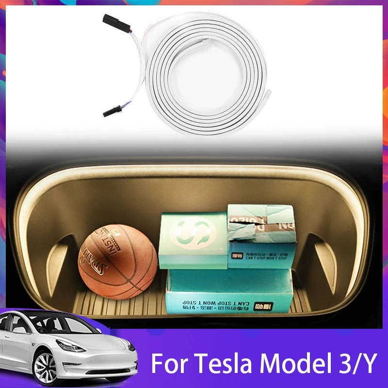

Передний багажник, фотолампы Tesla модели 3 Y, декоративные лампы с теплым белым светом, аксессуары 2021-2023