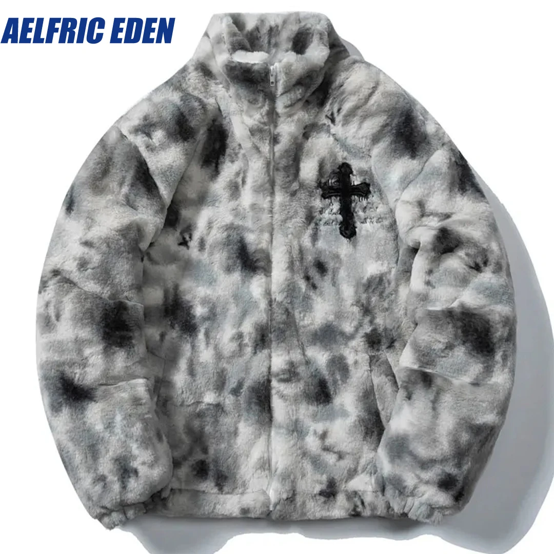 Aelfric Eden Faux Fur Fleece Jacket Parkas Hiphop Streetwear Winter Fuzzy Fluffy Thicken Warm Padded Coat Harajuku Zipper Jacket