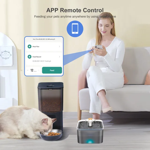 L dog automatic feeder transparent pet smart feeder l cats dispenser feeding bowl remote tuya wifi