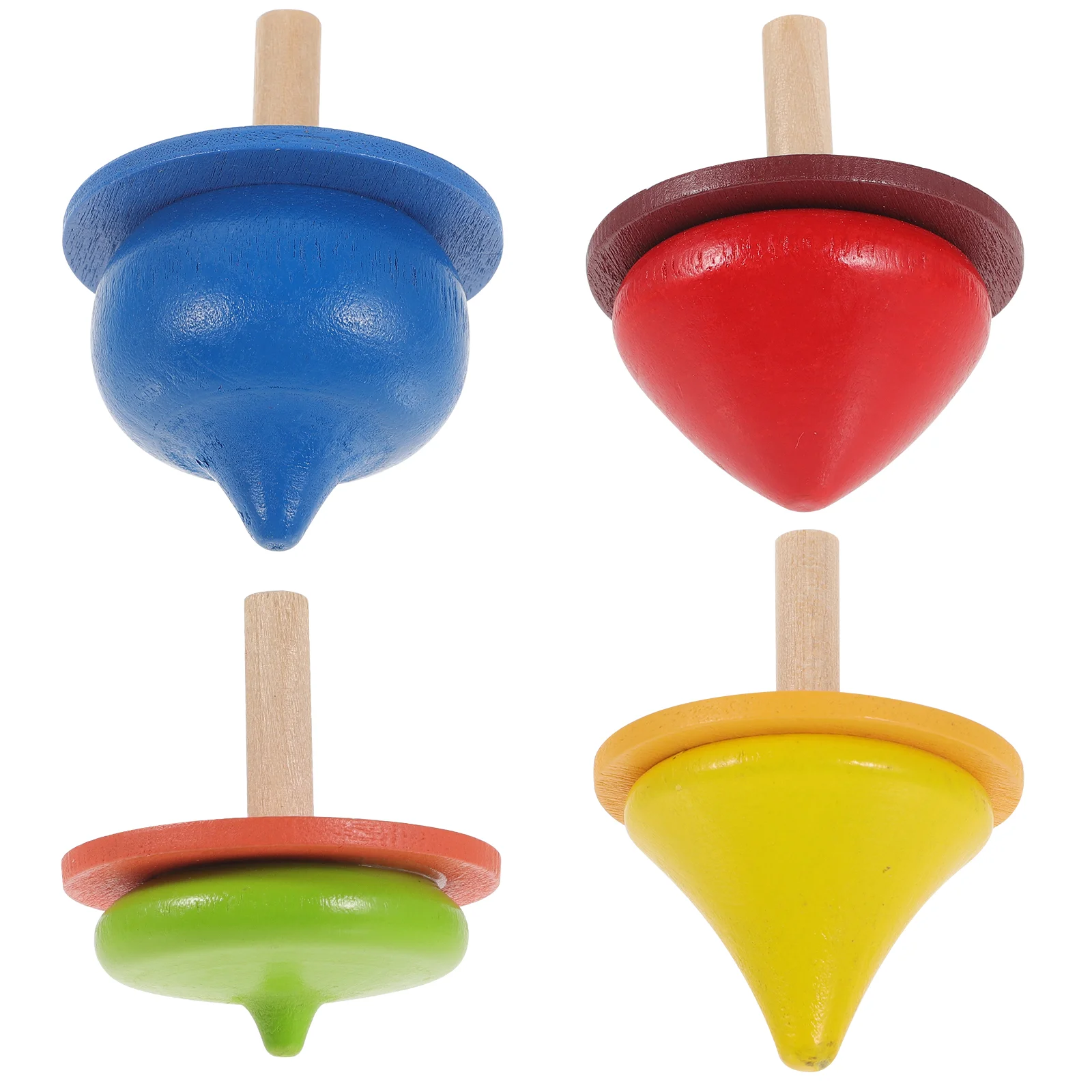 

4 Pcs Wooden Peg-top Tops Kids Toys Painted Bamboo Child Kidcraft Playset