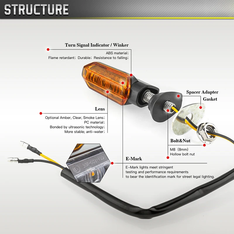 Motorcycle Turn Signal Light Led Indicator Flash Light 12v Turn Signal Light Universal