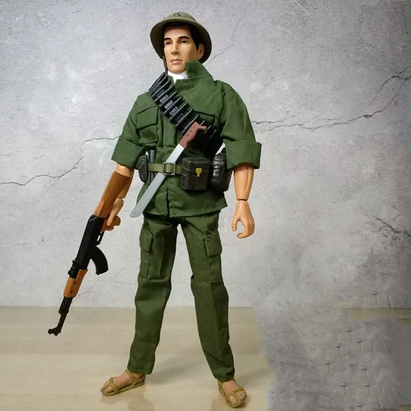 

1/6 Scale Vietnamese Soldiers Action Figures Doll with Green Clothes Hat Gun Model for 12in Male Soldier Accessory Scene Toys