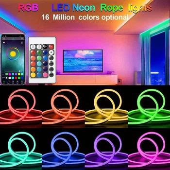 RGB LED Neon Rope Light USB DC5V App Remote Control Music Sync Festoon DIY Flexible IP67 Strip Room Party Christmas Decoratinos