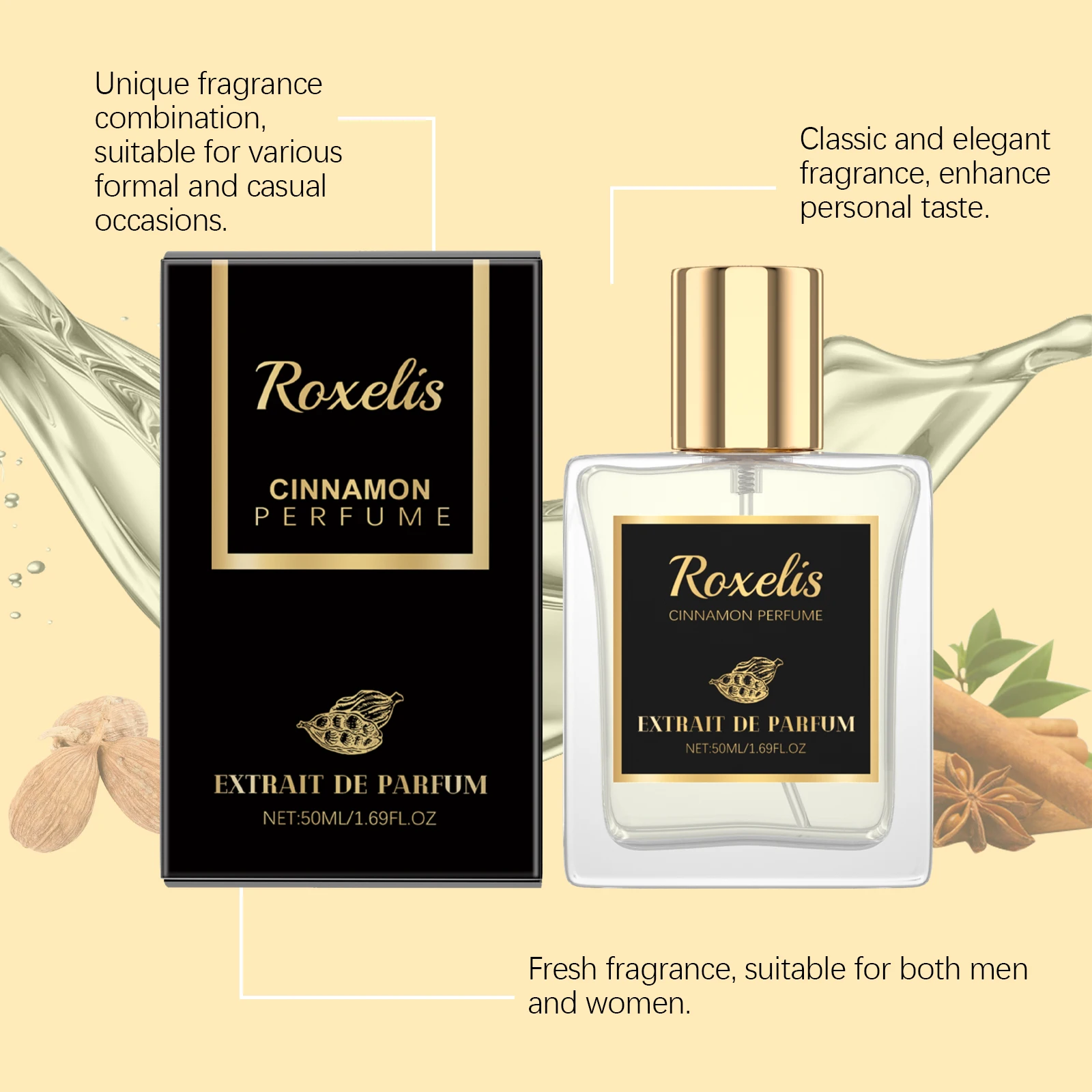 Roxelis Cinnamon Nutmeg Unisex Eau De Cologne Fresh Long Lasting_voghion.com