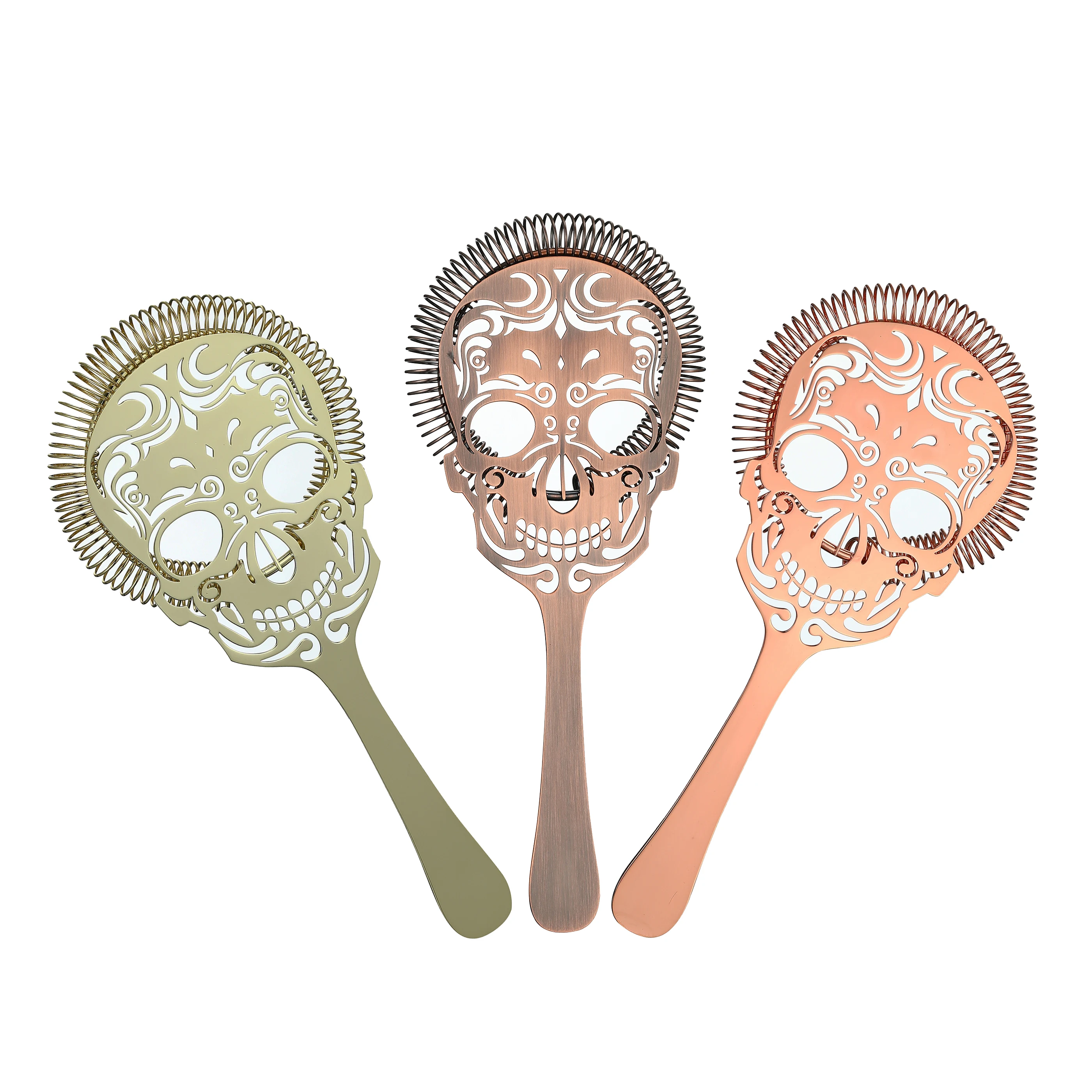 Cocktail Shaker Strainer Cocktail Bar Tool Set Skull Shape Bar Cocktail Strainer Hawthorne Strainer Stainless Steel