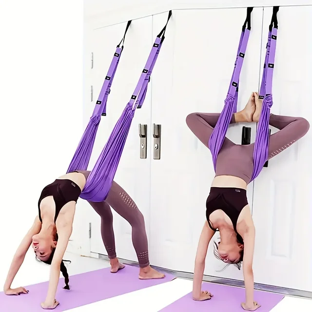 A Universal Yoga Stretching Strap with Door Anchor, Polyester Fitness Strap, Leg Stretch, Backbend Assisted Dance, Ballet A Universal Yoga Stretching Strap with Door Anchor, Polyester Fitness Strap, Leg Stretch, Backbend Assisted Dance, Ballet