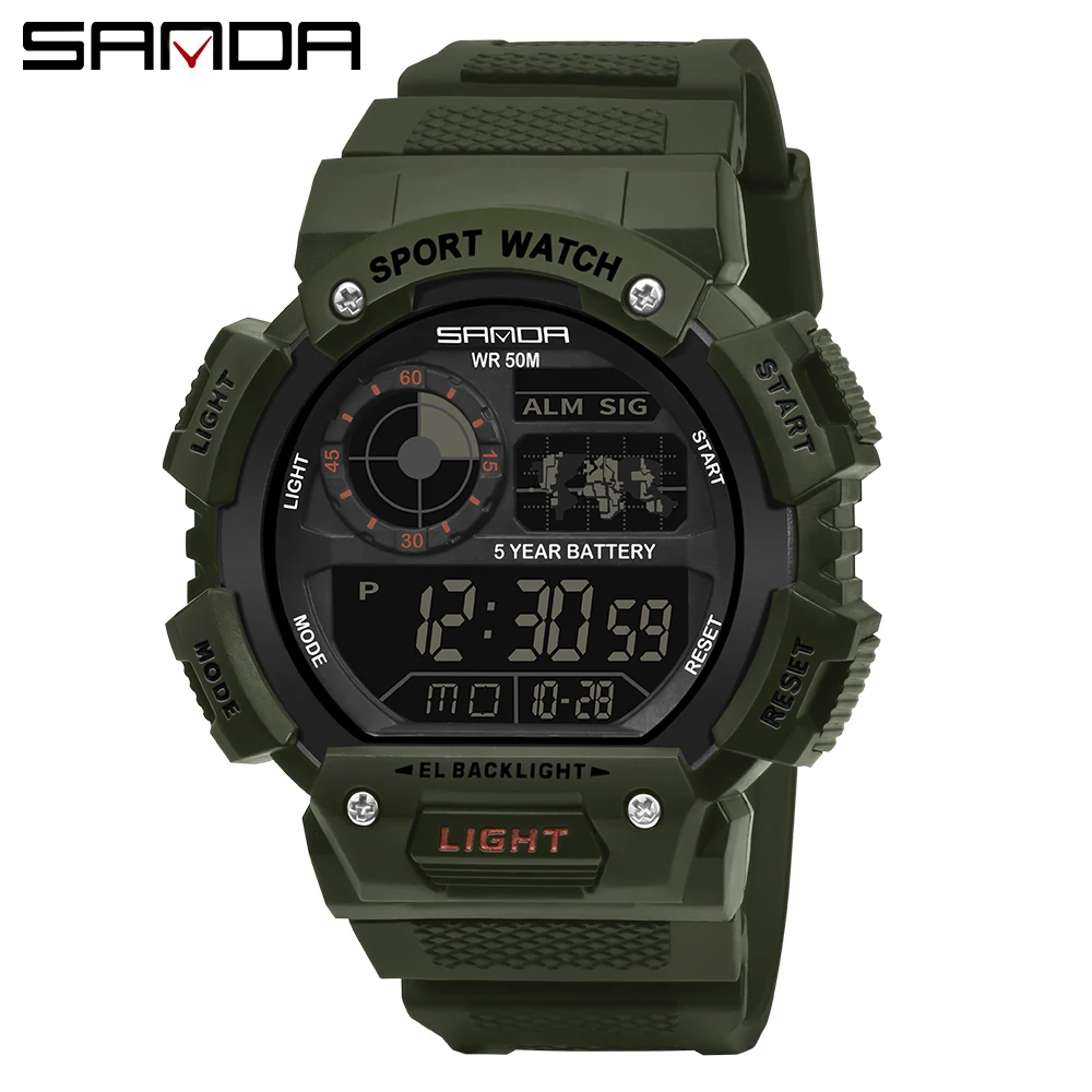 Sanda single movement fashion trend men electronic watch multi-functional creative personality waterproof luminous wrist watch 