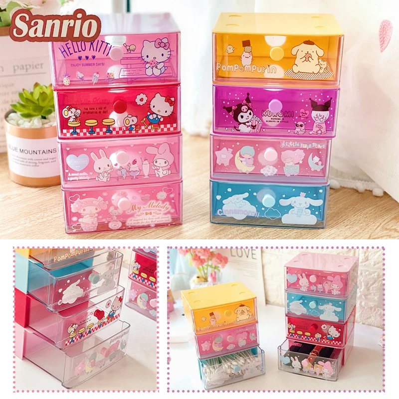 Hello Kitty プラスチックボックス Hello Kitty Clear Glitter Storage Bin (S)