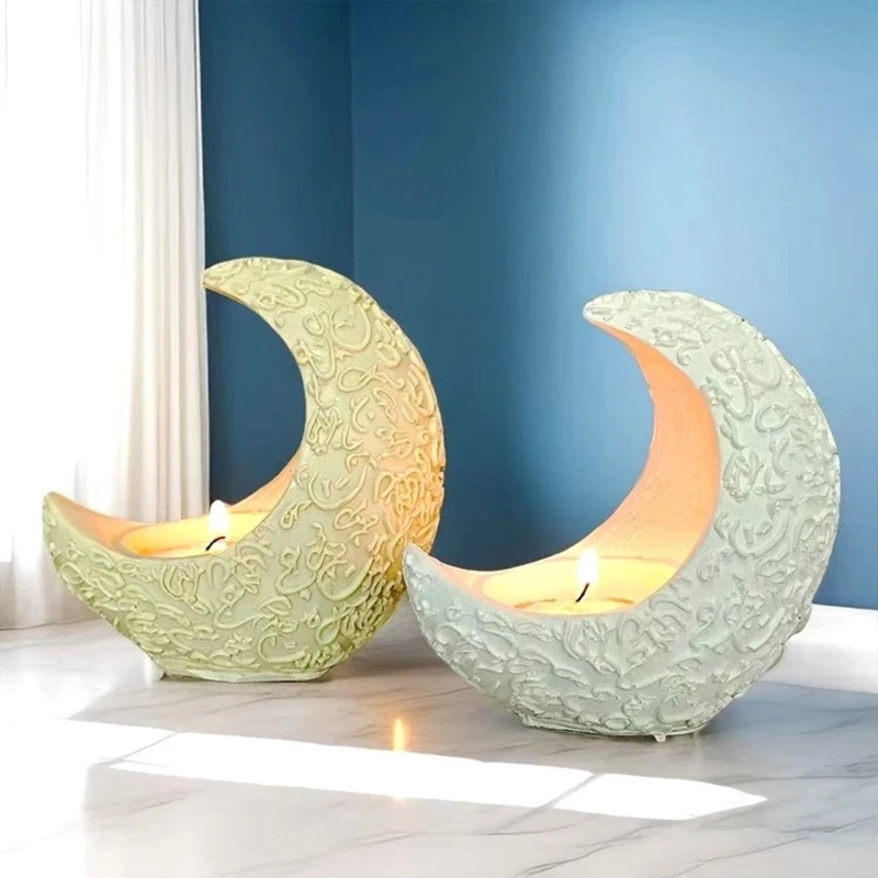 MXME Moon Holder Mold Handmade Concrete Gypsum Molds Silicone Candlesticks
