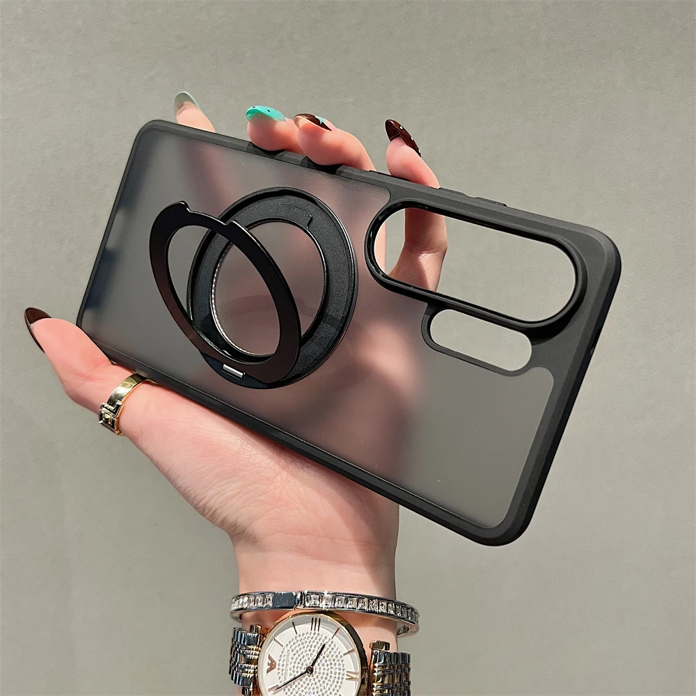 Matte Clear Magnetic Stand Holder Phone Case Cover