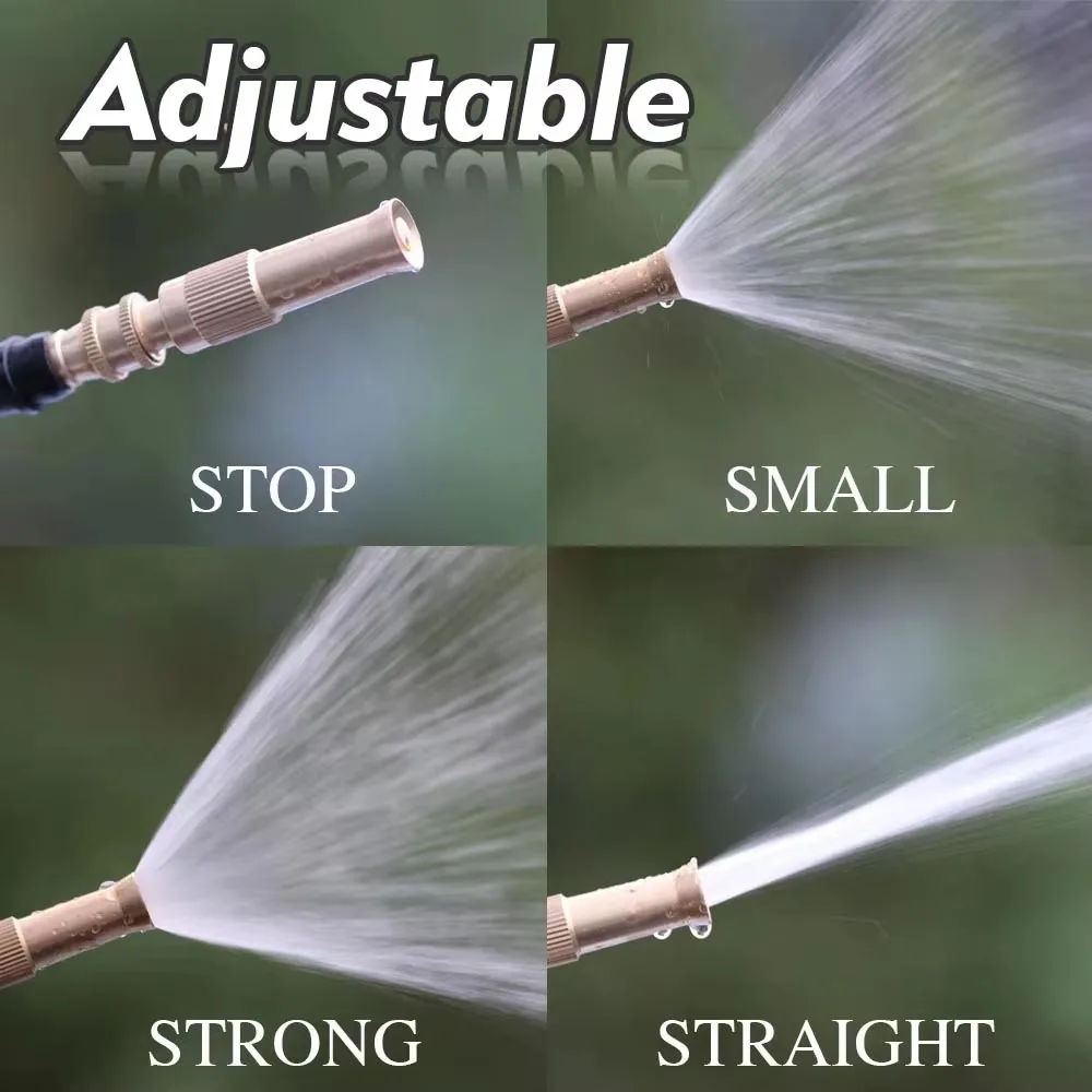 Pistola de Agua de Alta Presión Ajustable de Latón con Adaptador de Válvula de Bola, Conector de Manguera para Riego de 
