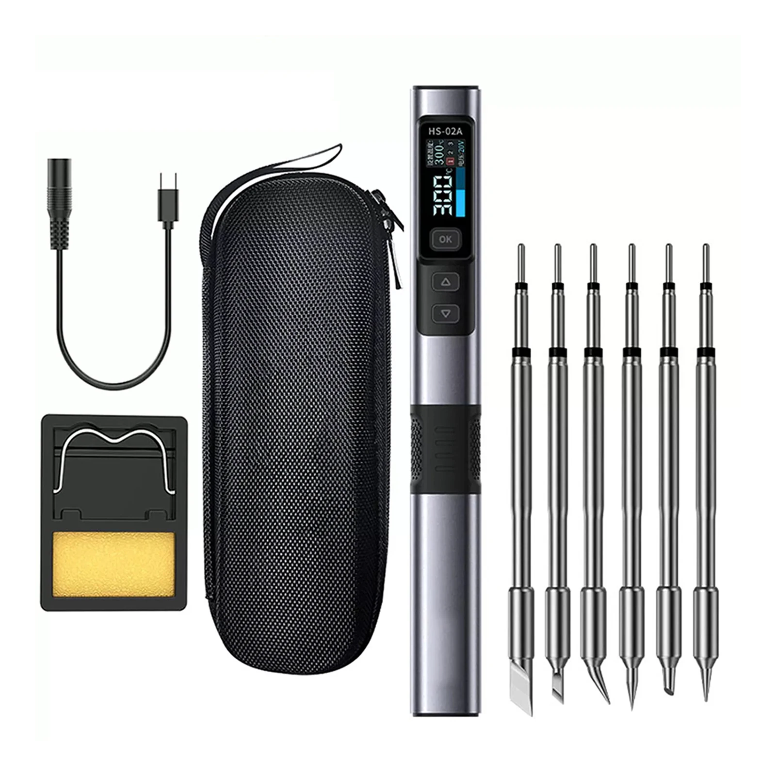 For FNIRSI HS02A Smart Electric Soldering Iron Kit Efficient Heating Precision Temperature Control ESD Protection