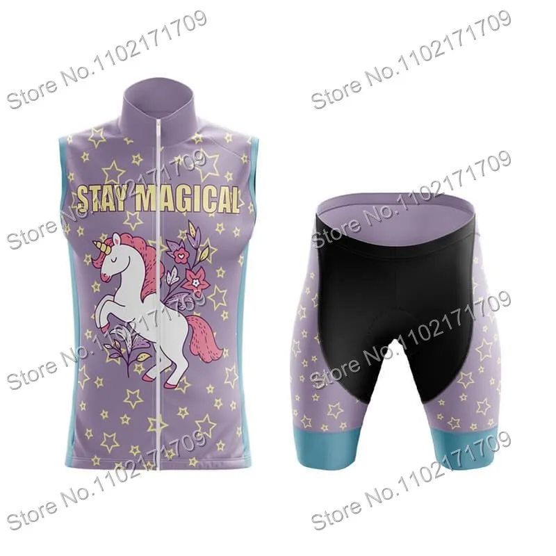 Stay Magical Unicorn Womens Cycling Jersey Set Unicorn Power Funny Cycling Jersey Set Womens Road Bike Shirts Suit MTB Ropa