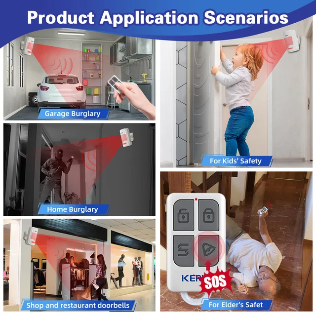 KERUI Motion Detector with Alarm, PIR Alarm System Motion Sensor with Remote Control Infrared Sensor Home Alarm for Shop Office 2