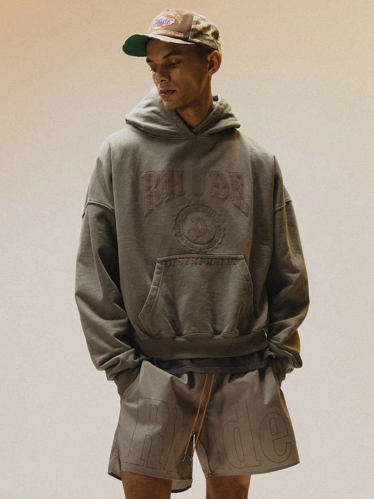 

American retro trendy high street hip-hop heavyweight autumn winter hooded loose fitting hoodie