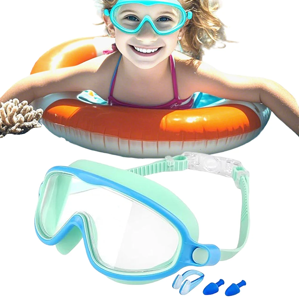 Kids Swimming Goggles No Leak Wide Vision HD Swim Glasses with Ear Plugs & Nose Clip Boys Girls Eyewear Pool Beach Accessories 3