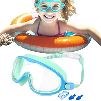 Kids Swimming Goggles No Leak Wide Vision HD Swim Glasses with Ear Plugs & Nose Clip Boys Girls Eyewear Pool Beach Accessories 3
