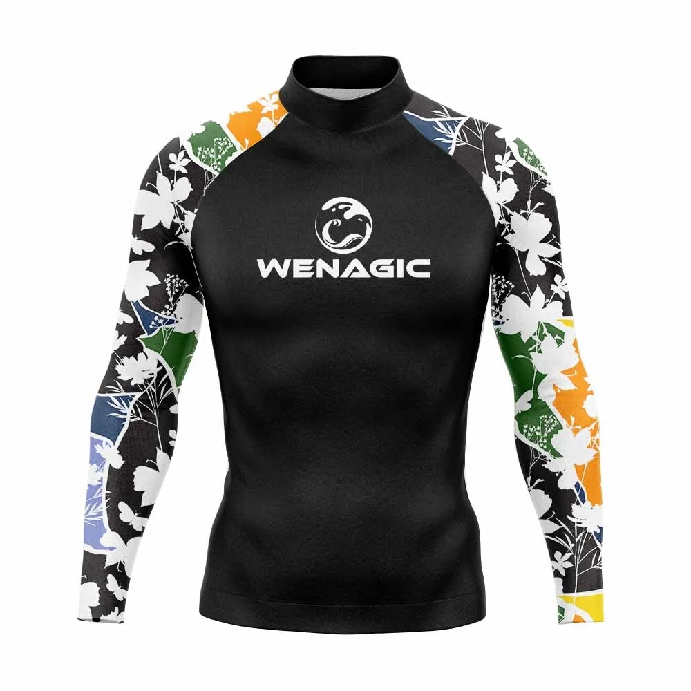 Surfing Swimming Diving T-Shirts Tight Long Sleeve Rash Guard Swimwear Men's UV Protection Surf Clothing Beach Floatsuit Tops