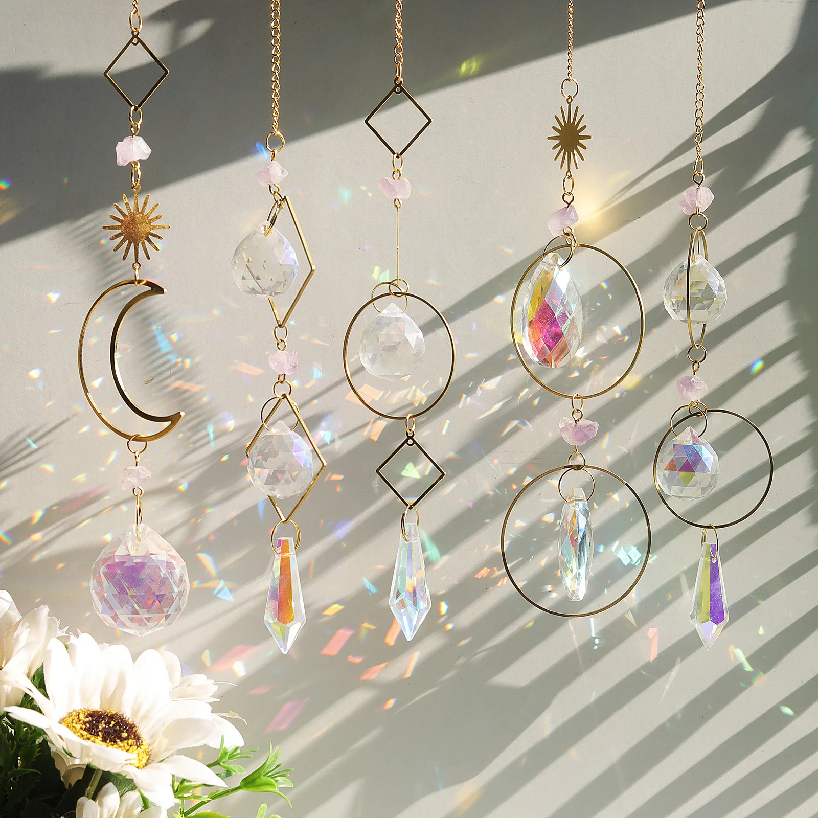 Colorful Crystal Pendant Sun Catchers Tiny Home Crystals for Crafts Moon  Decorations Outdoor Suncatcher 