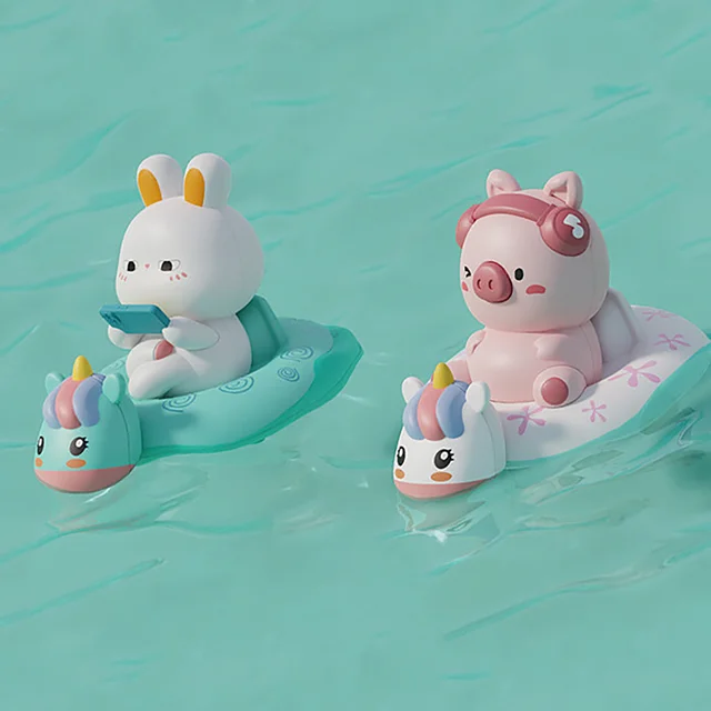 Children's Water Playing Chain Rabbit Cute Pig Swimming Circle Spring Swinging Bathroom Shower Interactive Toy 1