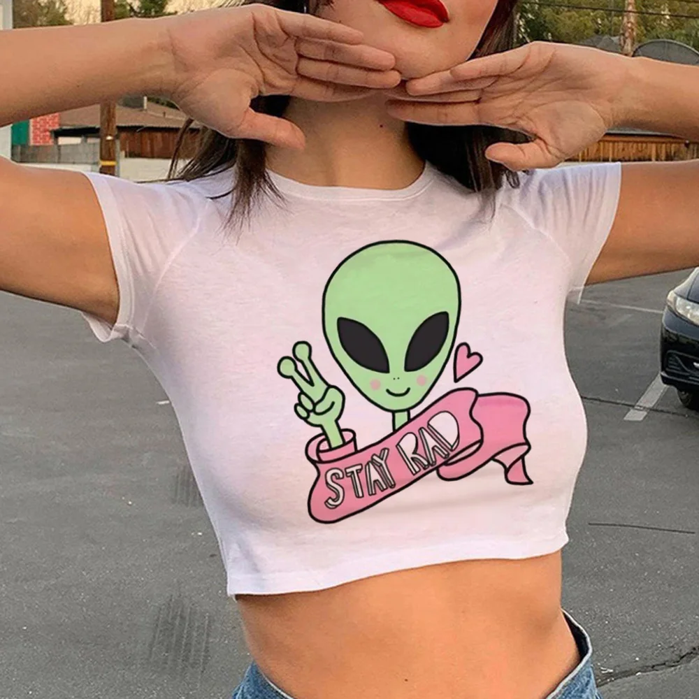

Женский укороченный топ Alien, винтажный Топ в стиле Харадзюку С Рисунком феи