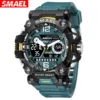 SMAEL  Alloy Military Style Watch Night Glow Waterproof Dual Display Quartz Electronic Watch 8072 Outdoor Tactical Men's 1