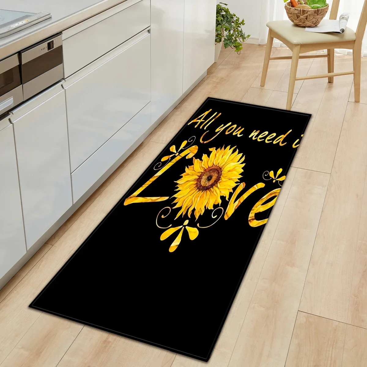 3D Sunflower Kitchen Rug Anti-slip Long Strip Living Room Carpet Soft Bedroom Hallway Doorway Floor Mat Home Decor 4