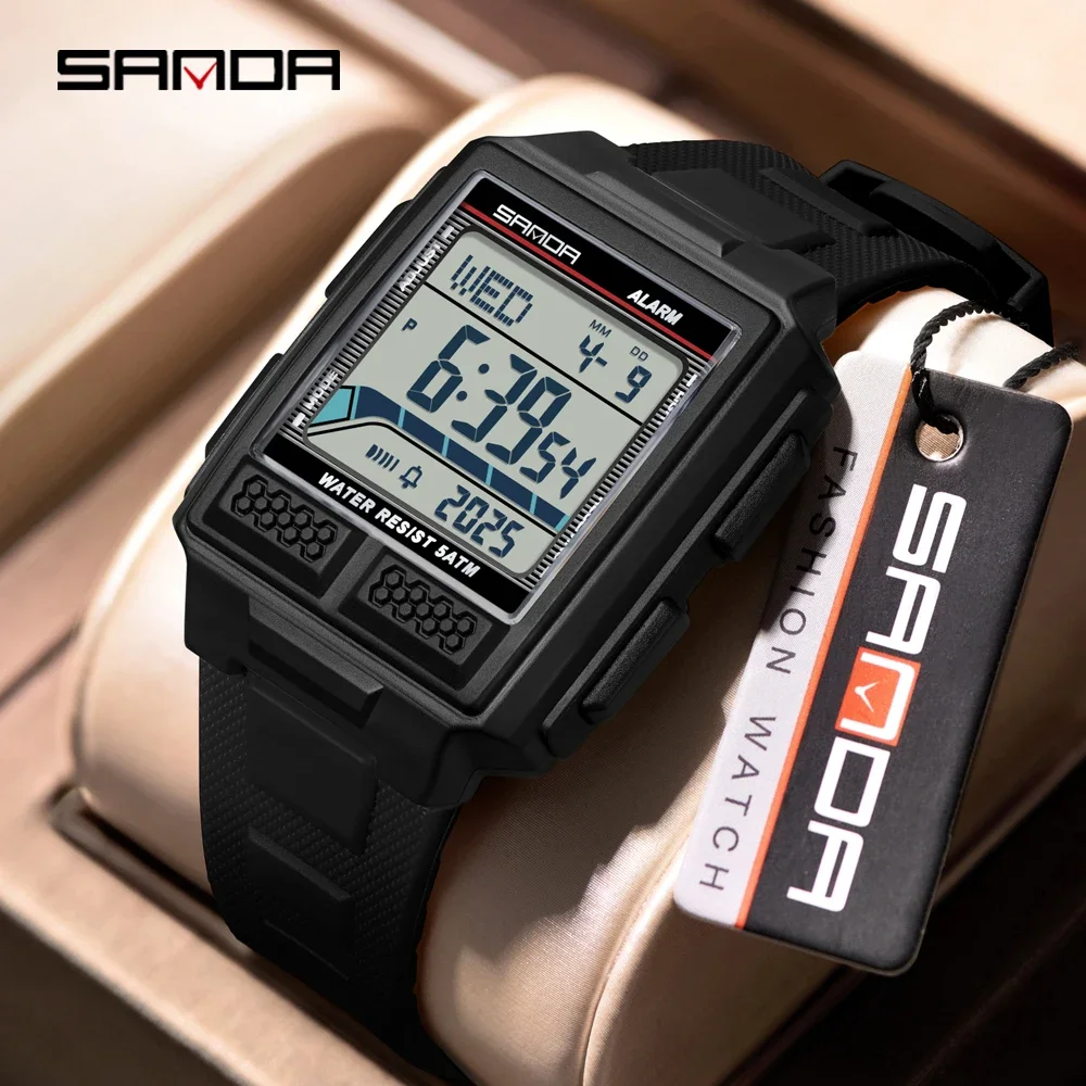 SANDA 2212 Men Electronic Sports Watch Gradually Records Popularity Military Countdown Waterproof Multifunctional Digital Watch view 2