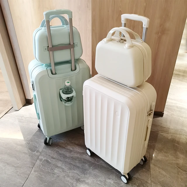 Travel Suitcase trolley luggage set ABS+PC Women cabin cosmetic luggage  rolling luggage set Cup holders lightweight luggage - AliExpress