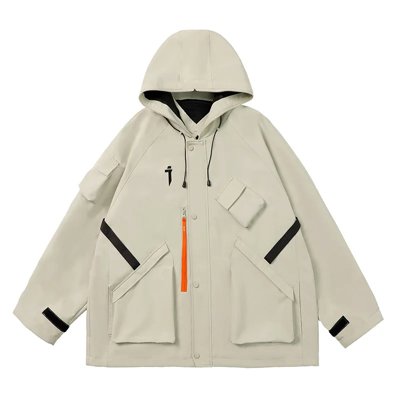 thumbnail image 1 of Chaqueta de esquí con capucha y cuello levantado para hombre, traje de tormenta, ropa de calle holgada Vintage, Hip Hop, Unisex, Harajuku, ropa de gran tamaño, 1 of 5